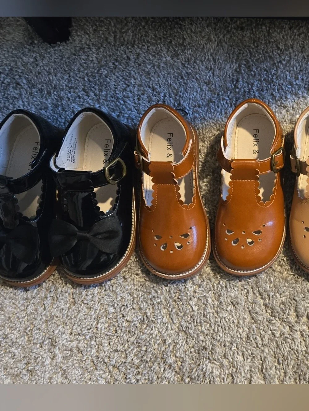 Girls' Classic T-Strap Mary Jane Shoes - Black, Tan, Cognac